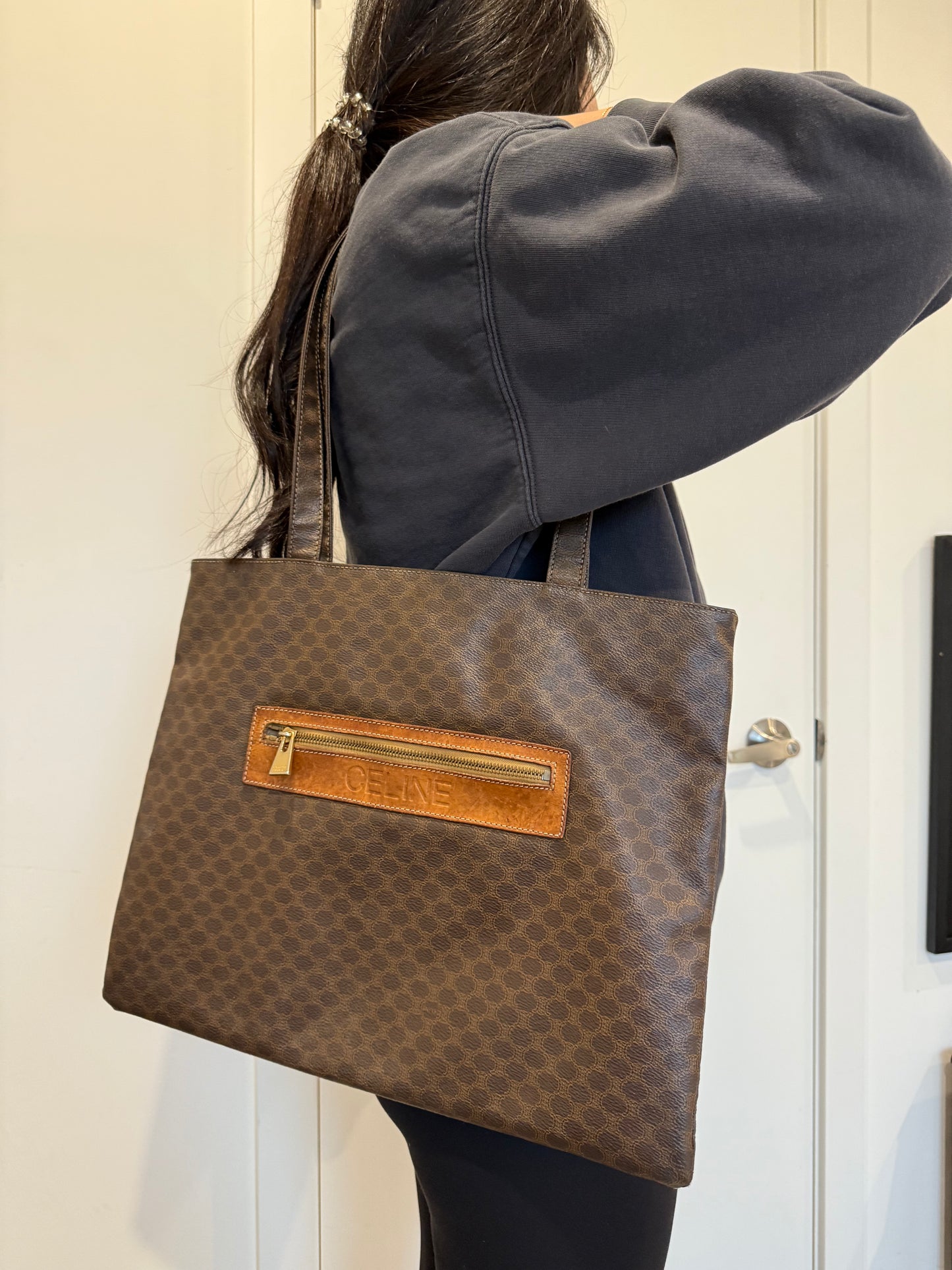 Celine macadam heavy duty magnetic closure top handle shoulder tote for laptops etc!