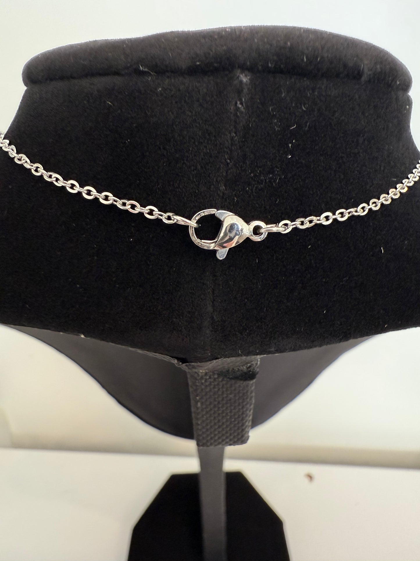 Upcycled Chanel silver plated rhinestone CC necklace ( was a button previously ) stamped !!