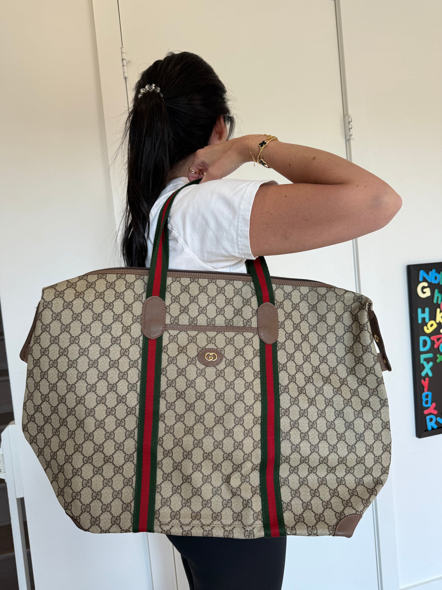 Rare Gucci supreme Ophidia heavy duty zipper top weekender carryon bag in pristine condition inside and out !