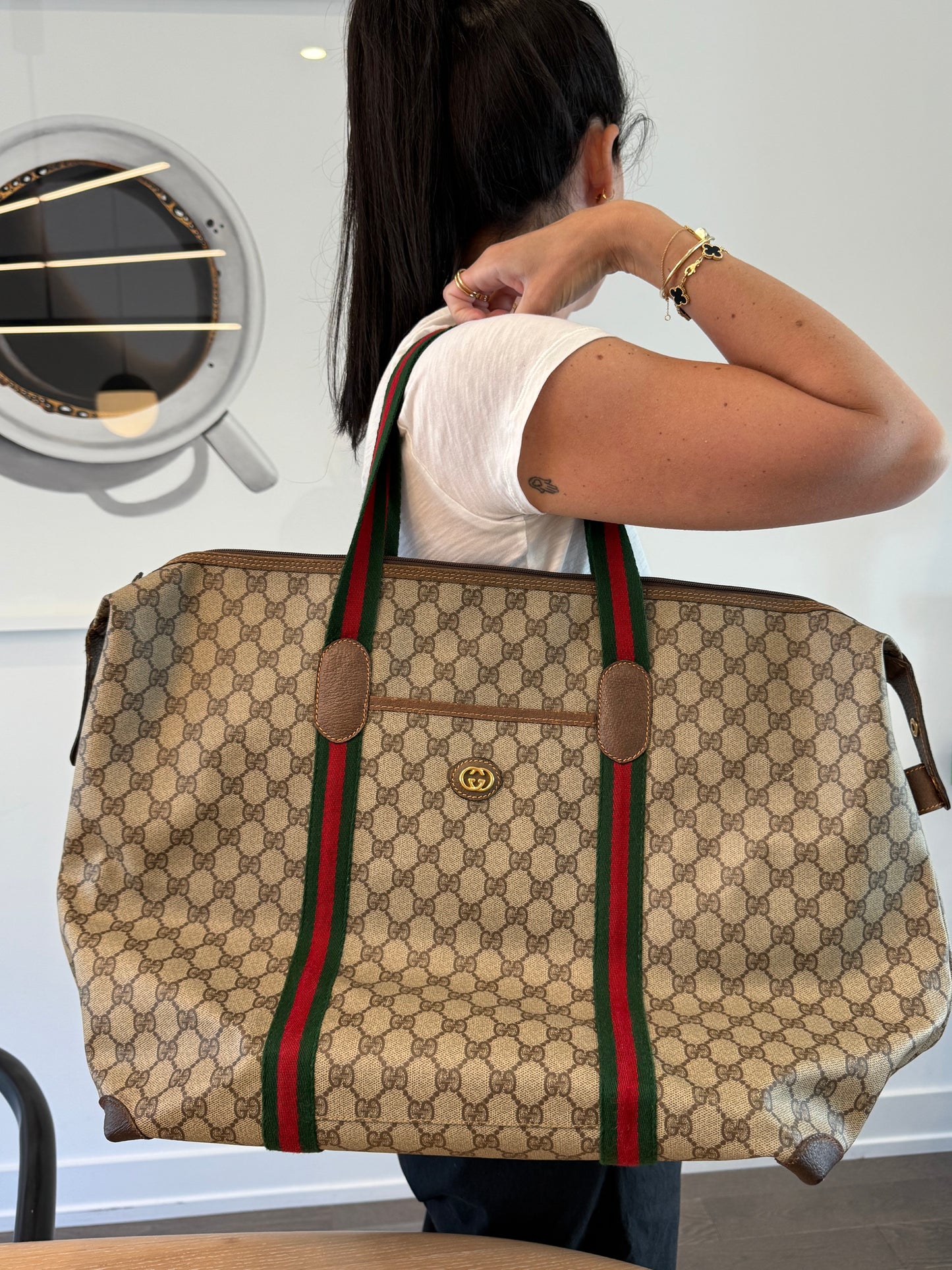 Gucci supreme Ophidia heavy duty zipper top weekender carryon shoulder bag