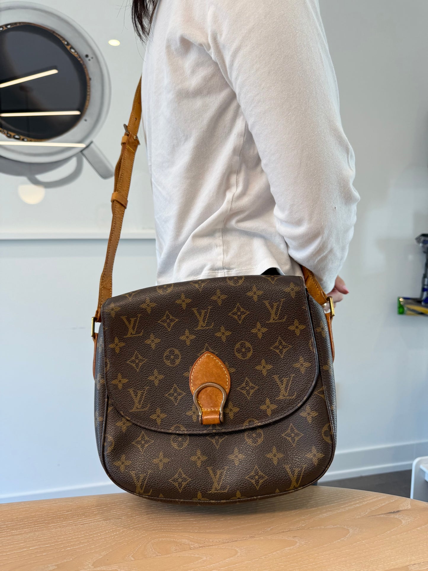 Louis Vuitton Monogram Saint Cloud Gm adjustable strap crossbody shoulder bag! Fits phones wallets makeup keys etc