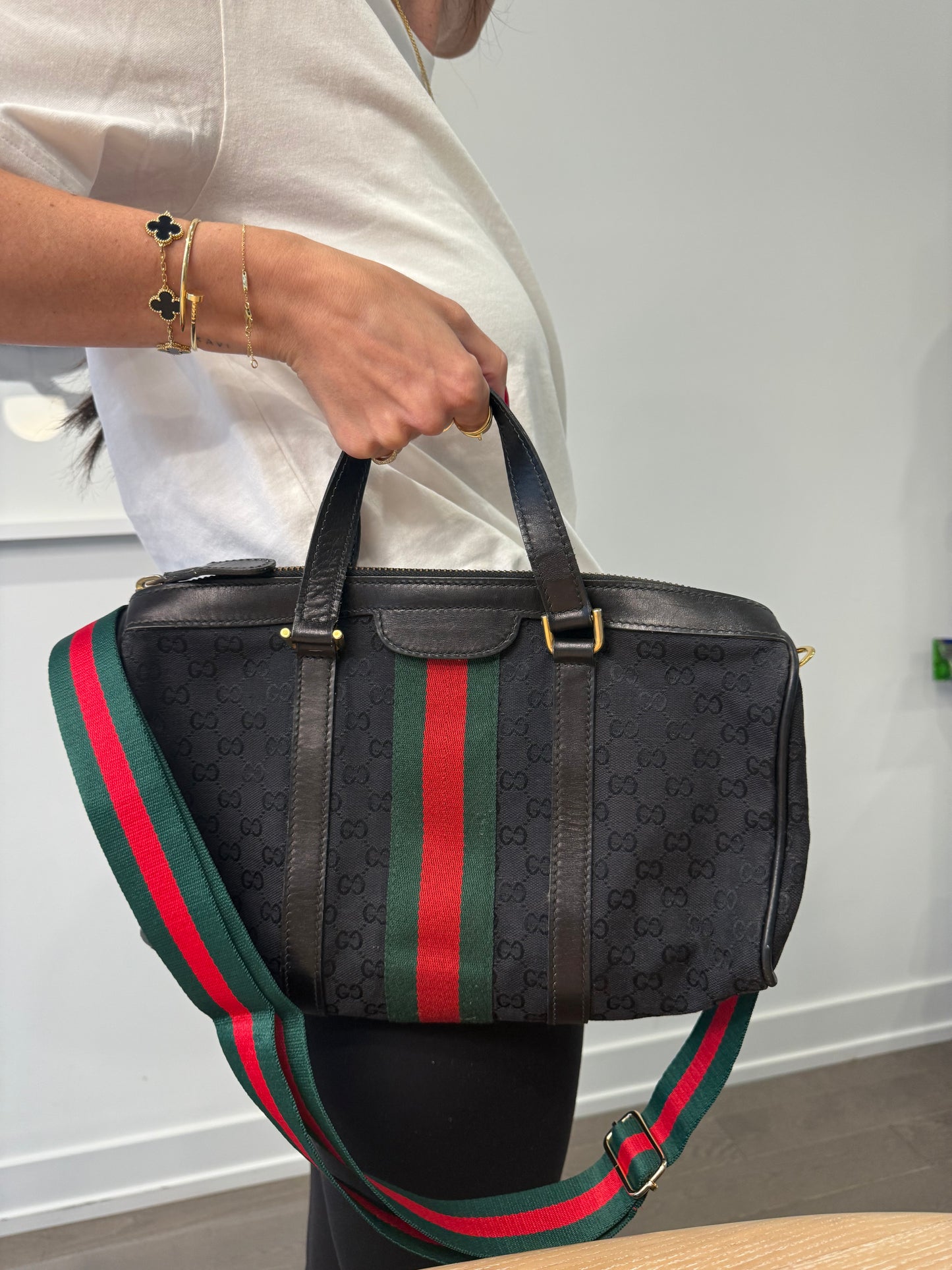 Rare Gucci black supreme Ophidia speedy bandolier ! Side original hooks for a crossbody strap!