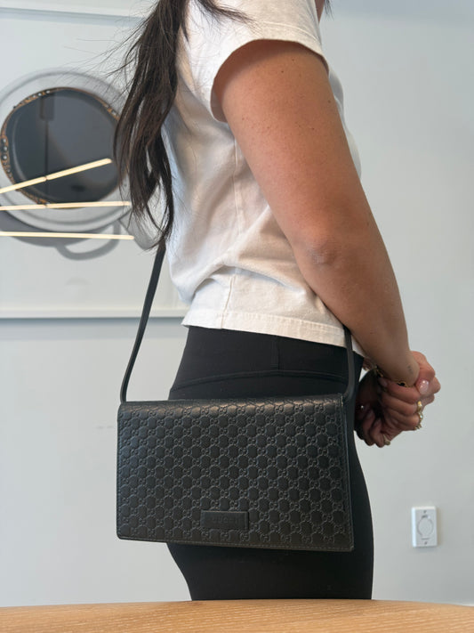 Rare Gucci Guccisma black on black wallet on strap! Heavy duty fits phones keys cards cash coins ! Retail $1500