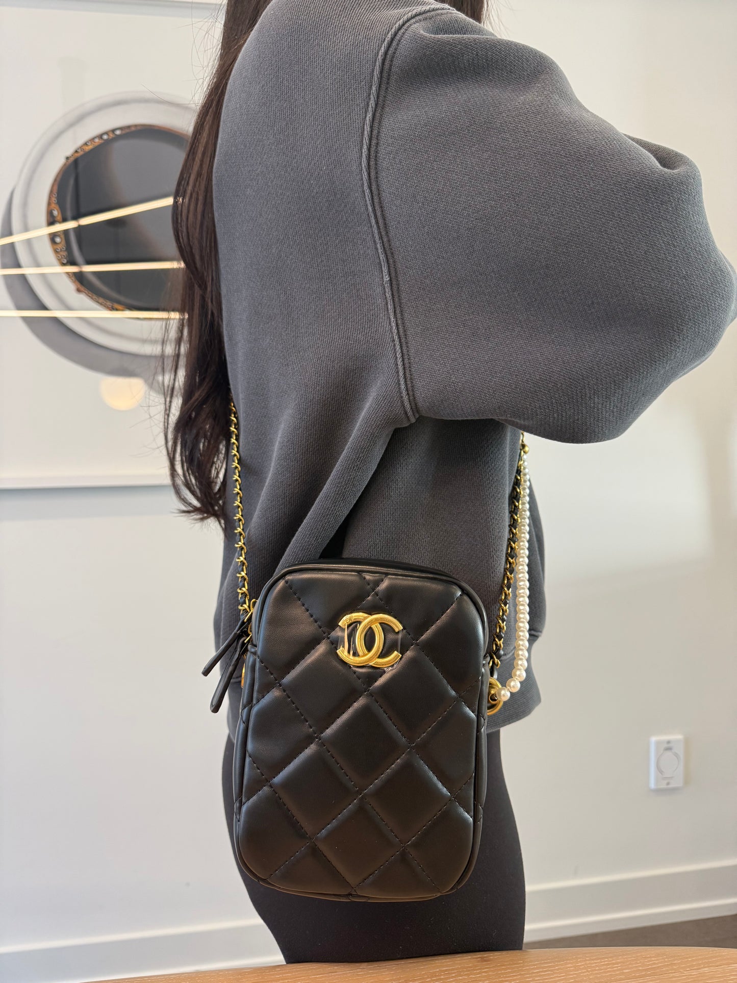 Brand new in box ! Chanel quilted camera adjustable strap crossbody fits phones keys makeup wallets etc ! This is a novelty item , not a $10,000 bag!