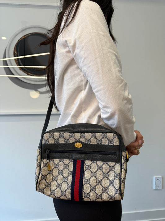 Rare Gucci supreme blue web Ophidia adjustable strap zipper top crossbody bag! Fits phones keys wallets etc ! Gorgeous fabric interior