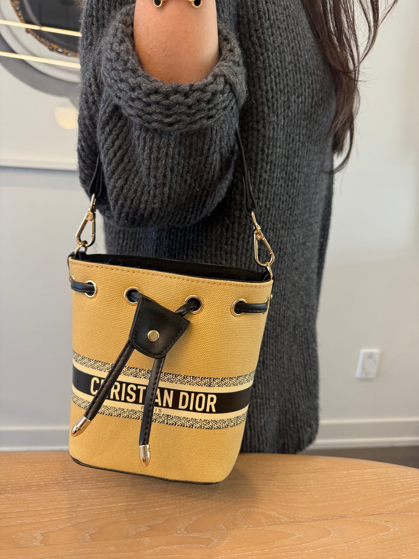Like new in box Dior beauty drawstring bucket crossbody shoulder bag with 2 straps! Fits phones keys wallets etc so rare!!!