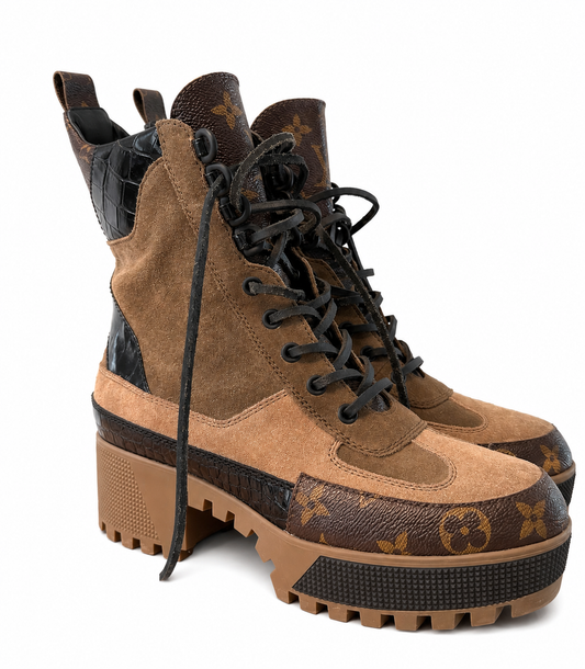 Authentic Louis Vuitton Laureate Platform Desert Boots size 36.5 in dustbag box and paper bag ! Client paid $2180 plus tax worn once ! Brand new condition