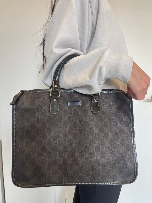 Gucci Monogram Supreme Black Top Handle Handbag