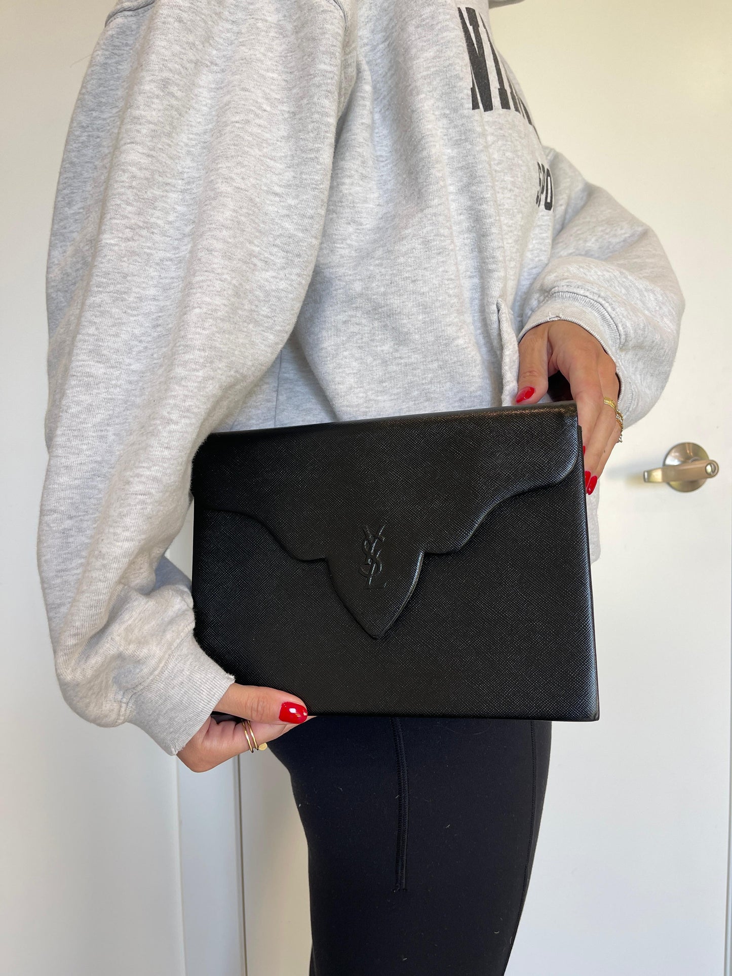 YSL Black Evening Flap Crossbody Clutch