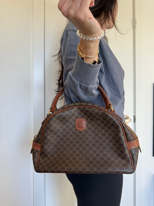 Celine top handle macadam zipper top handbag fits phones water bottles wallets keys makeup etc