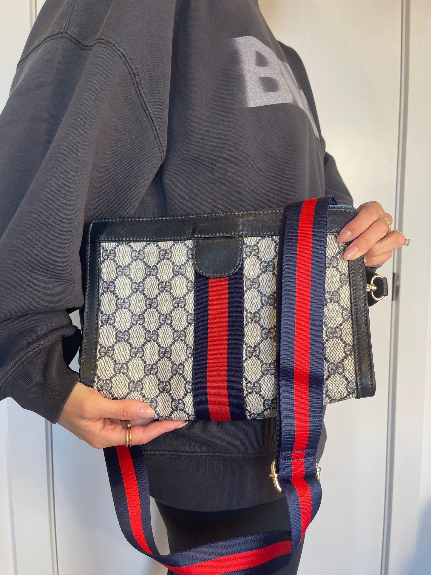 Gucci supreme blue web Ophidia crossbody clutch