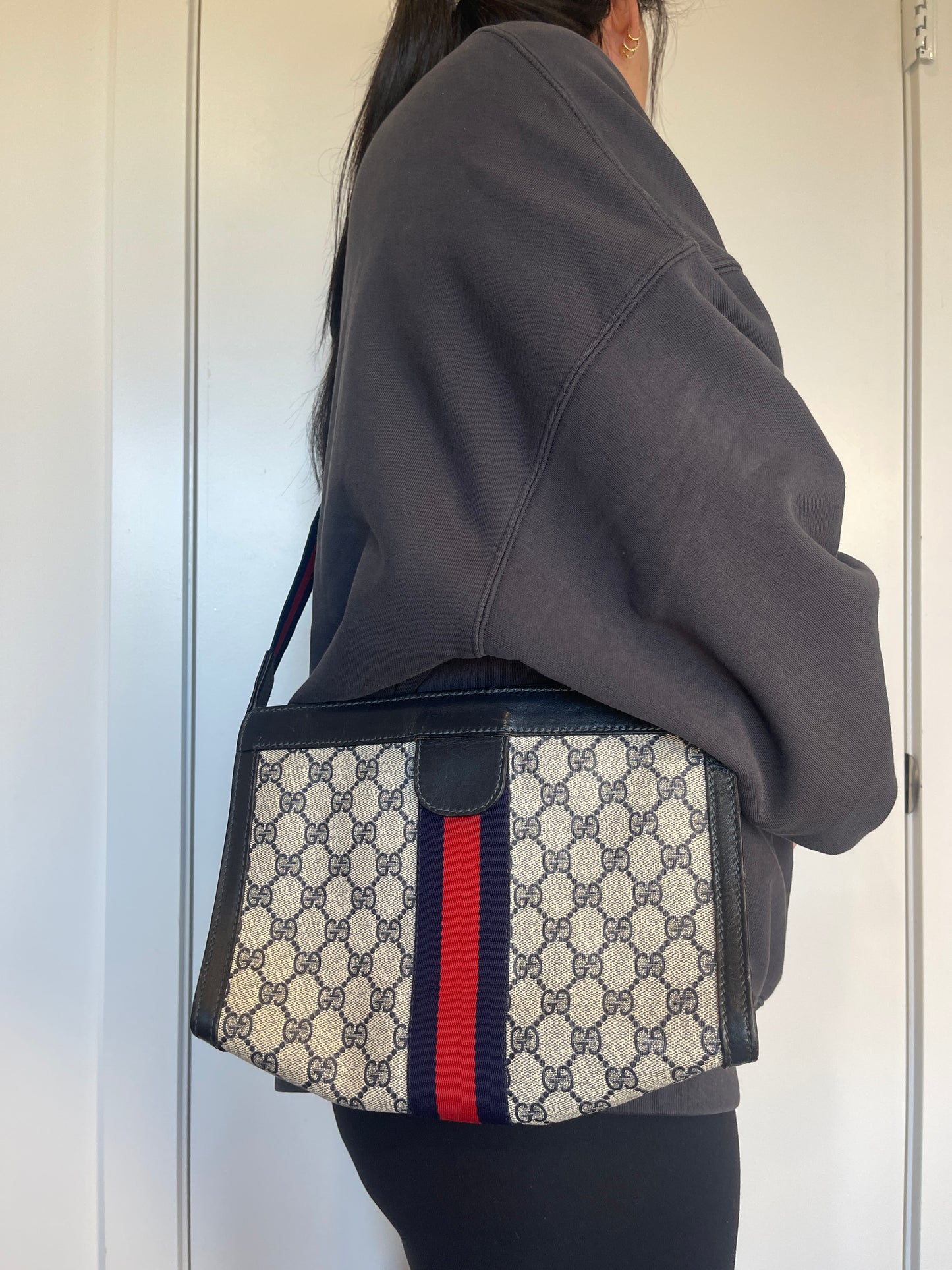 Gucci supreme blue web Ophidia crossbody clutch