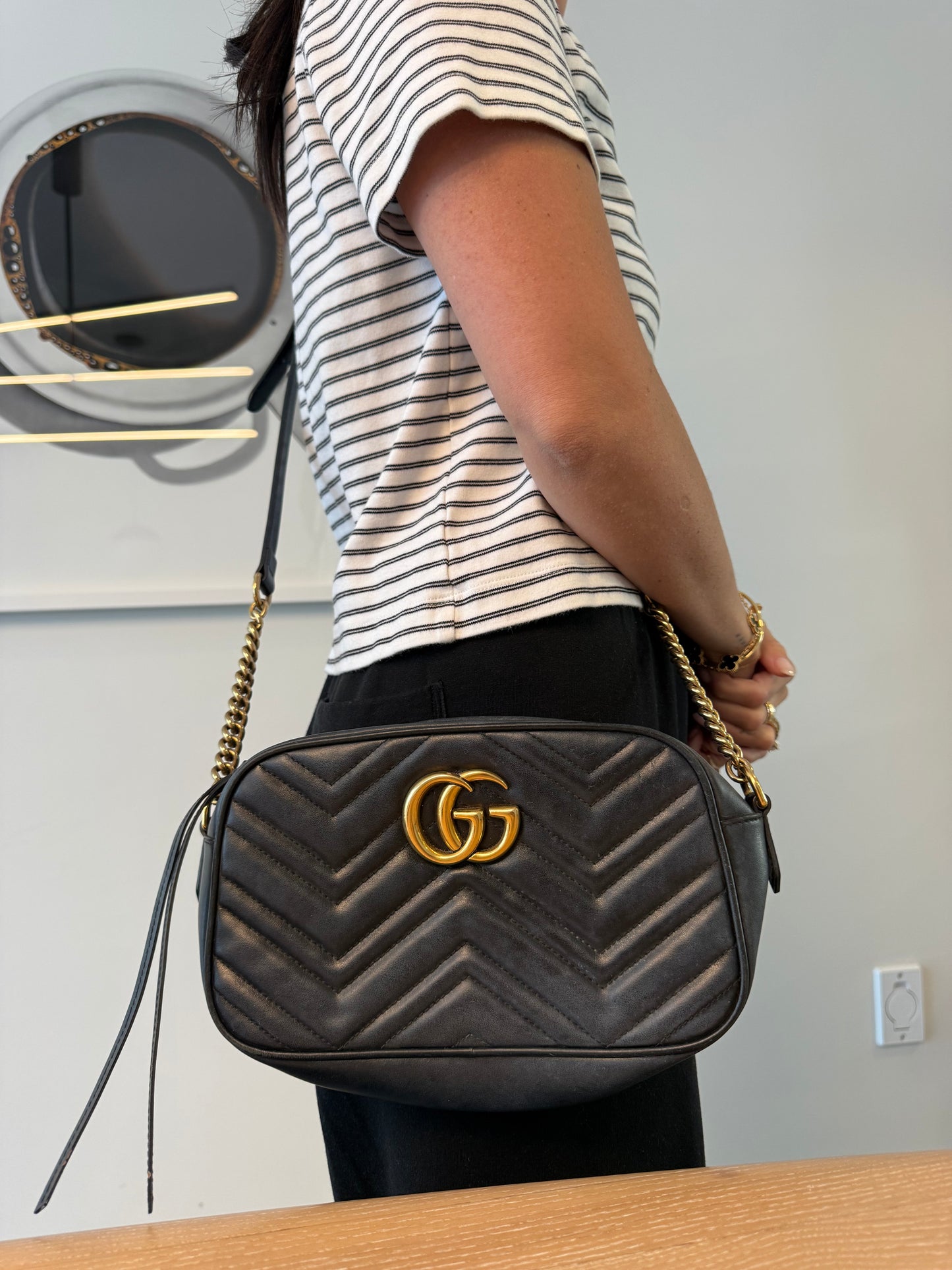 Authentic Gucci Camera adjustable strap Marmont crossbody ! $3000 tax in fits phones wallets keys etc