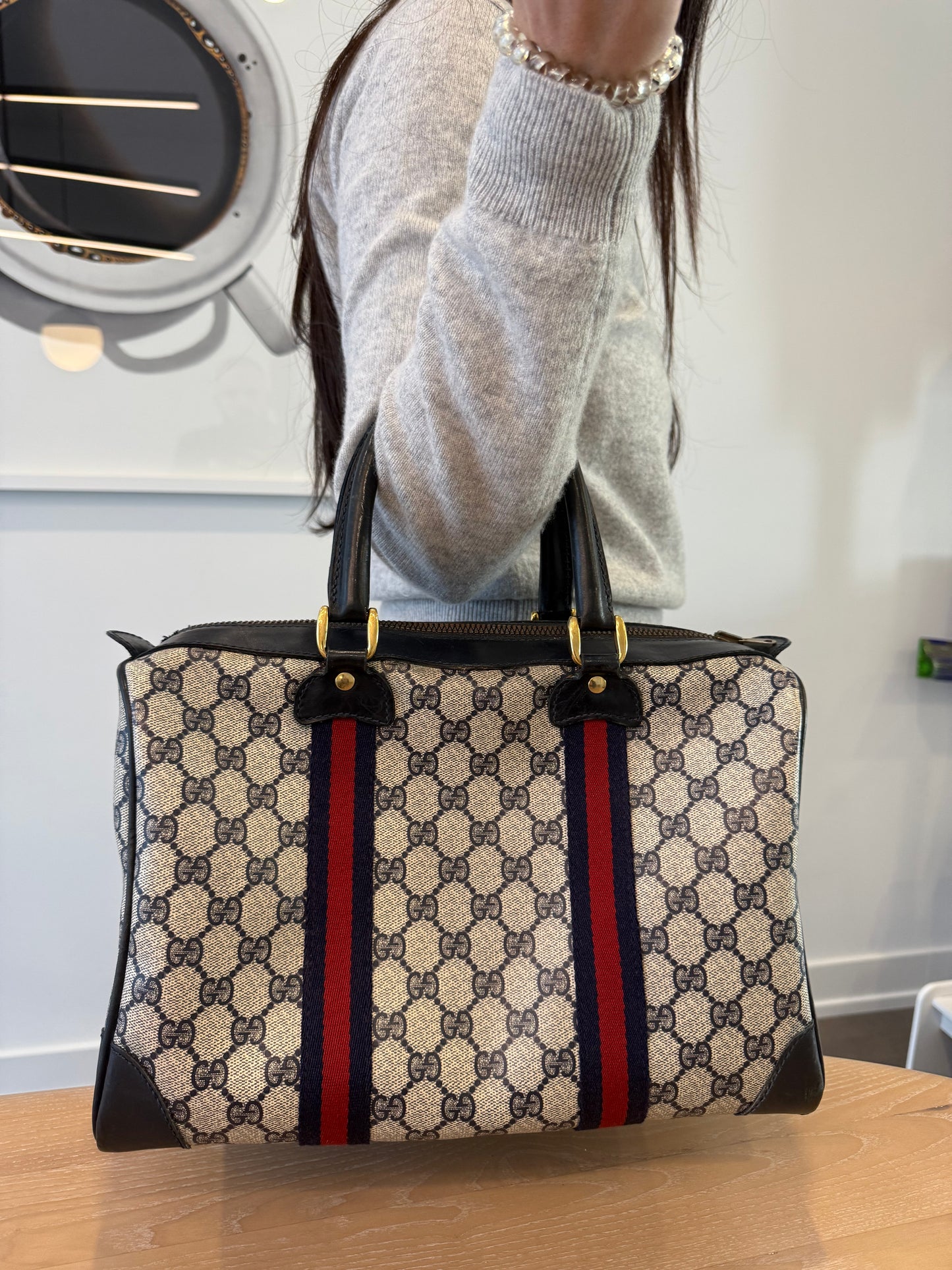 Rare Gucci supreme blue web Ophidia top handle heavy duty speedy in gorgeous condition!