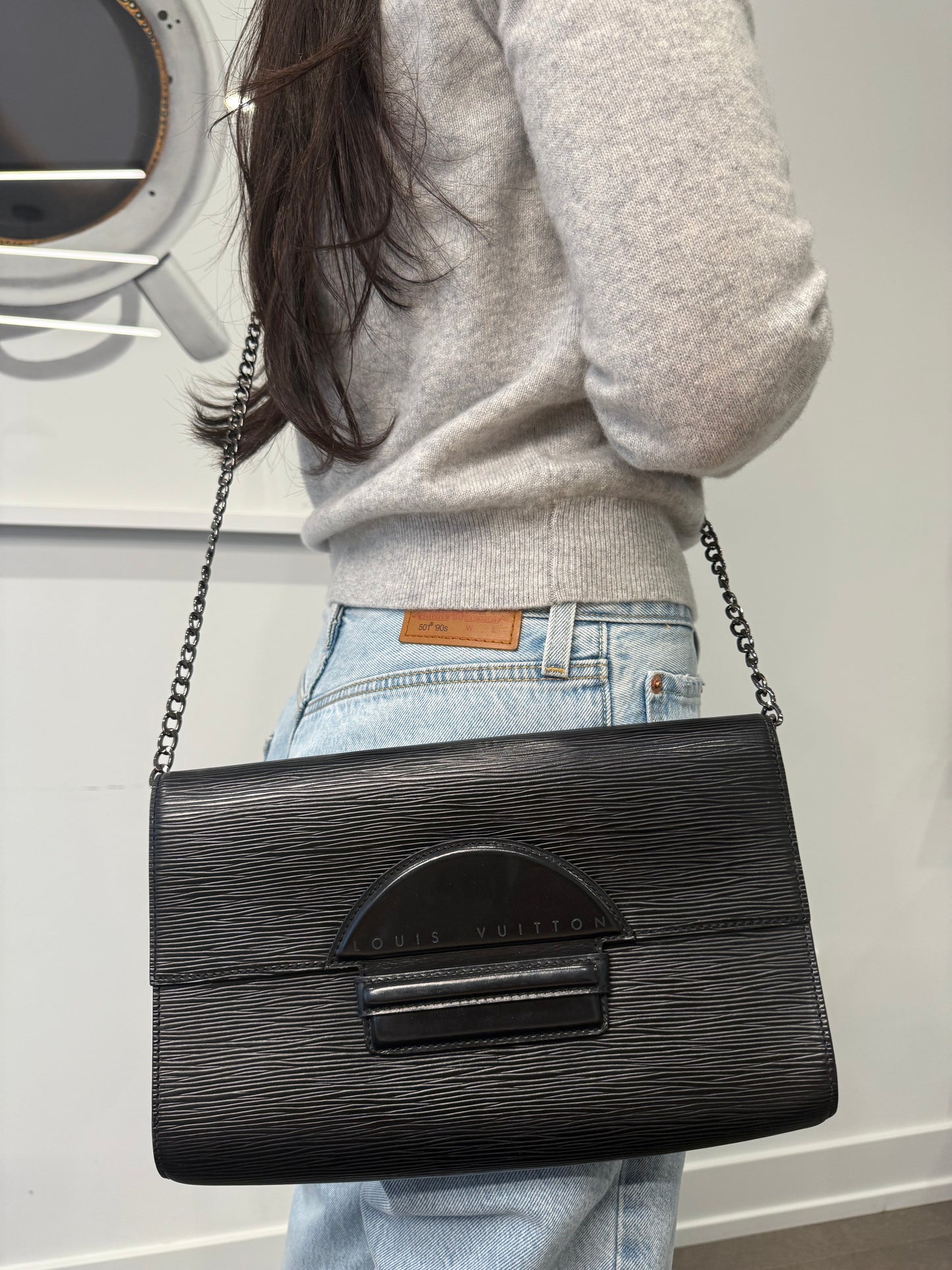 Louis Vuitton epi challot Gm crossbody clutch with added black strap! Fits phones keys makeup etc