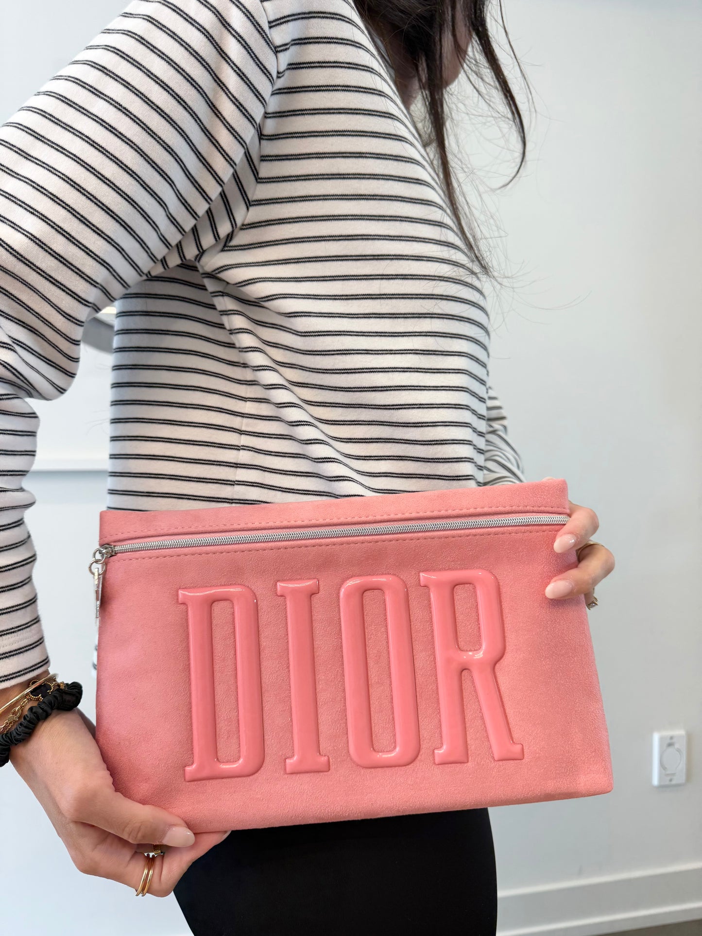 Authentic Christian Dior Zipper Top Brand new in box beauty makeup toiletry clutch ! Rare bubble gum