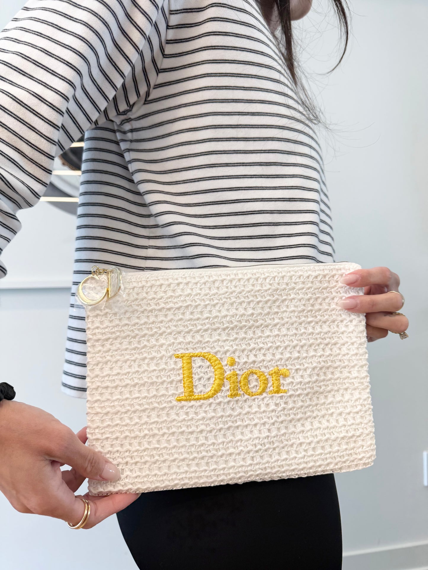 Authentic Christian Dior white /gold beauty makeup toiletry clutch brand new in box ! Fits everything