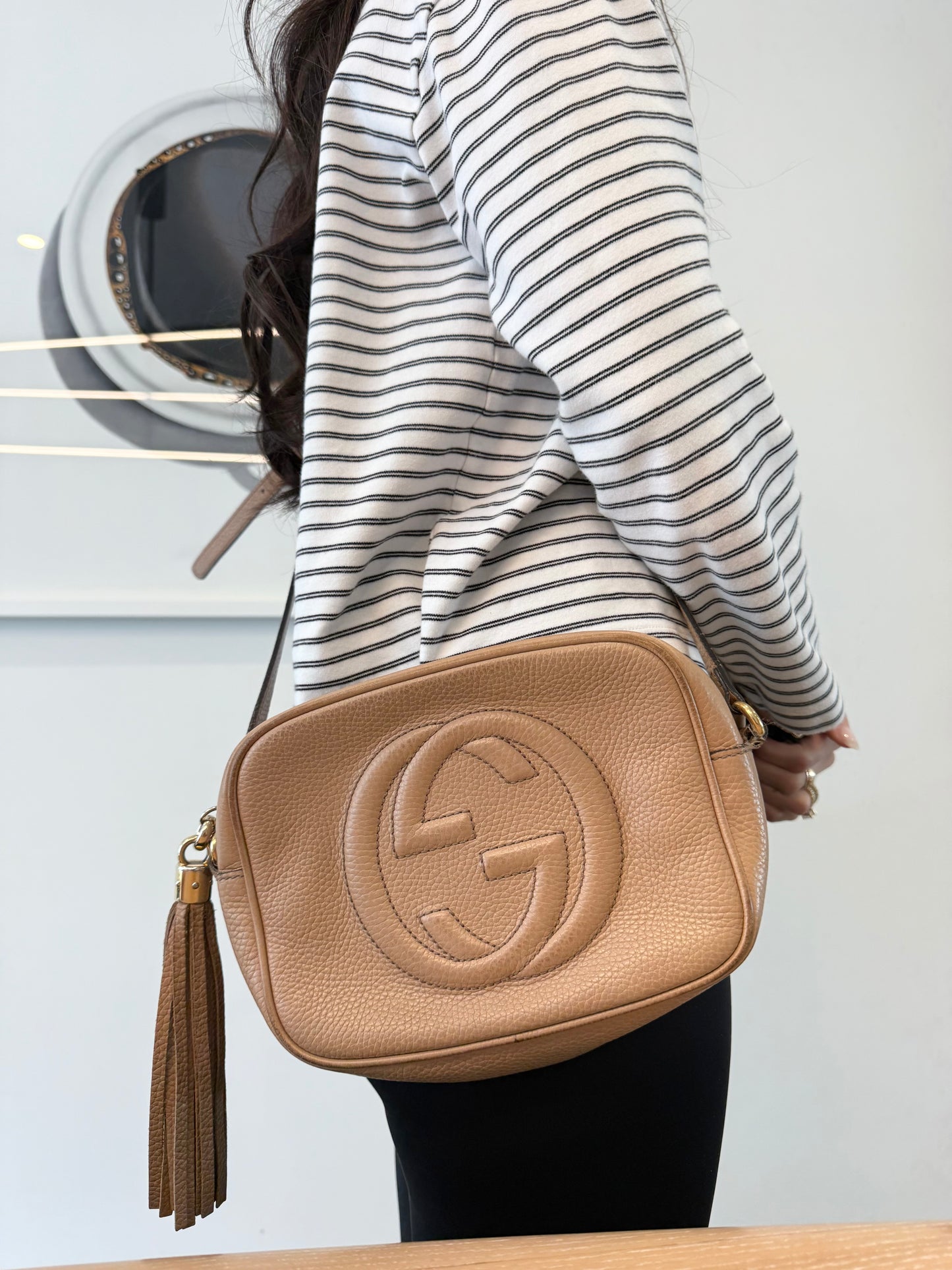 Authentic Gucci Tan SoHo Disco tassle adjustable strap crossbody ! Retail is $2500+tax