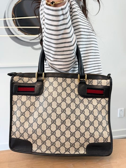 Authentic Gucci Supreme blue web Ophidia top handle zipper top speedy in gorgeous vintage condition!!