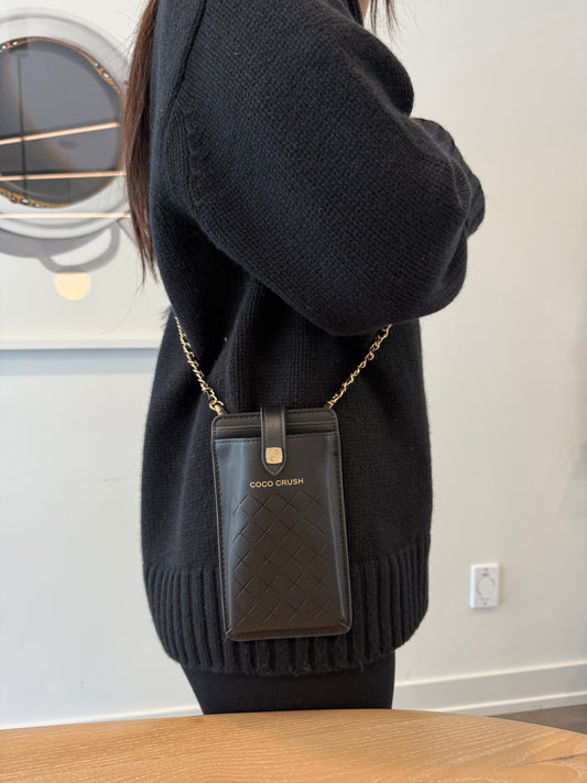Buy 1 get 1 free Brand new in box Chanel coco rush black /gold makeup beauty crossbody bag that fits all cell phones!