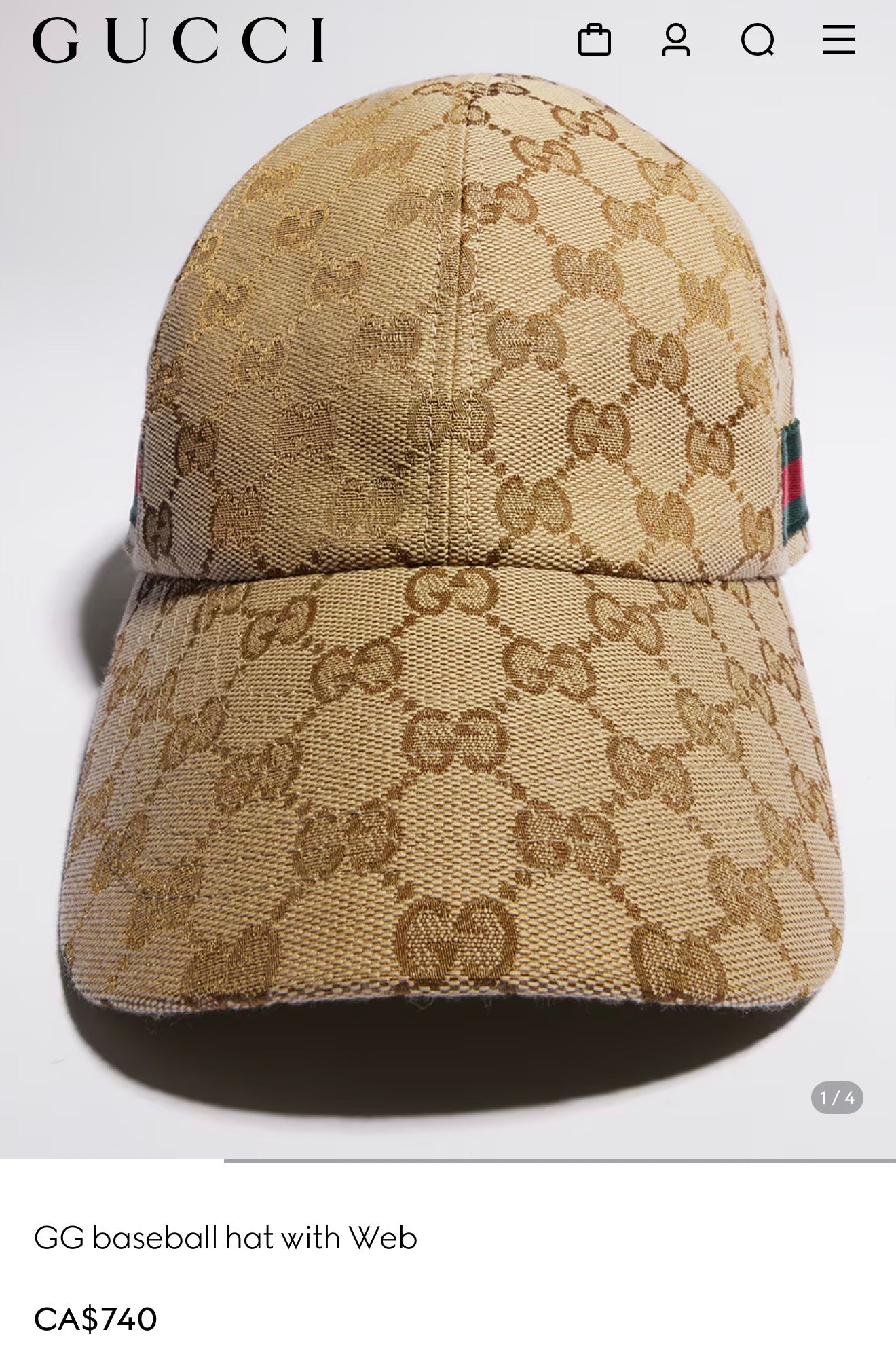 Authentic Gucci canvas Ophidia like new unisex large Velcro adjustable strap hat retail $740+tax!