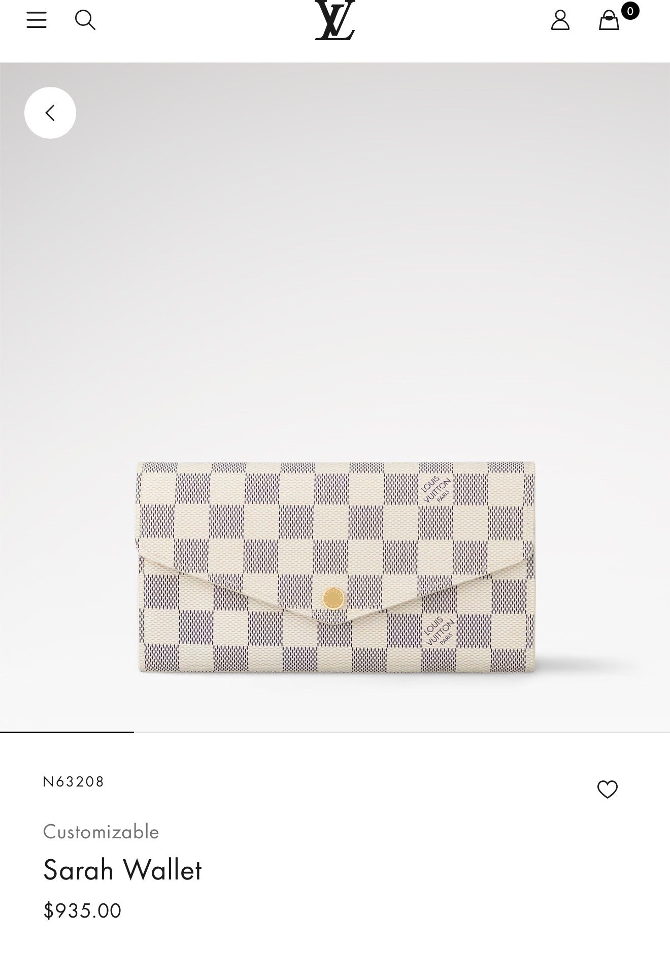 Authentic Louis Vuitton damier azur Sarah with added removeable strap in pristine condition inside and out ! Retail $935 plus tax fits phones etc !!