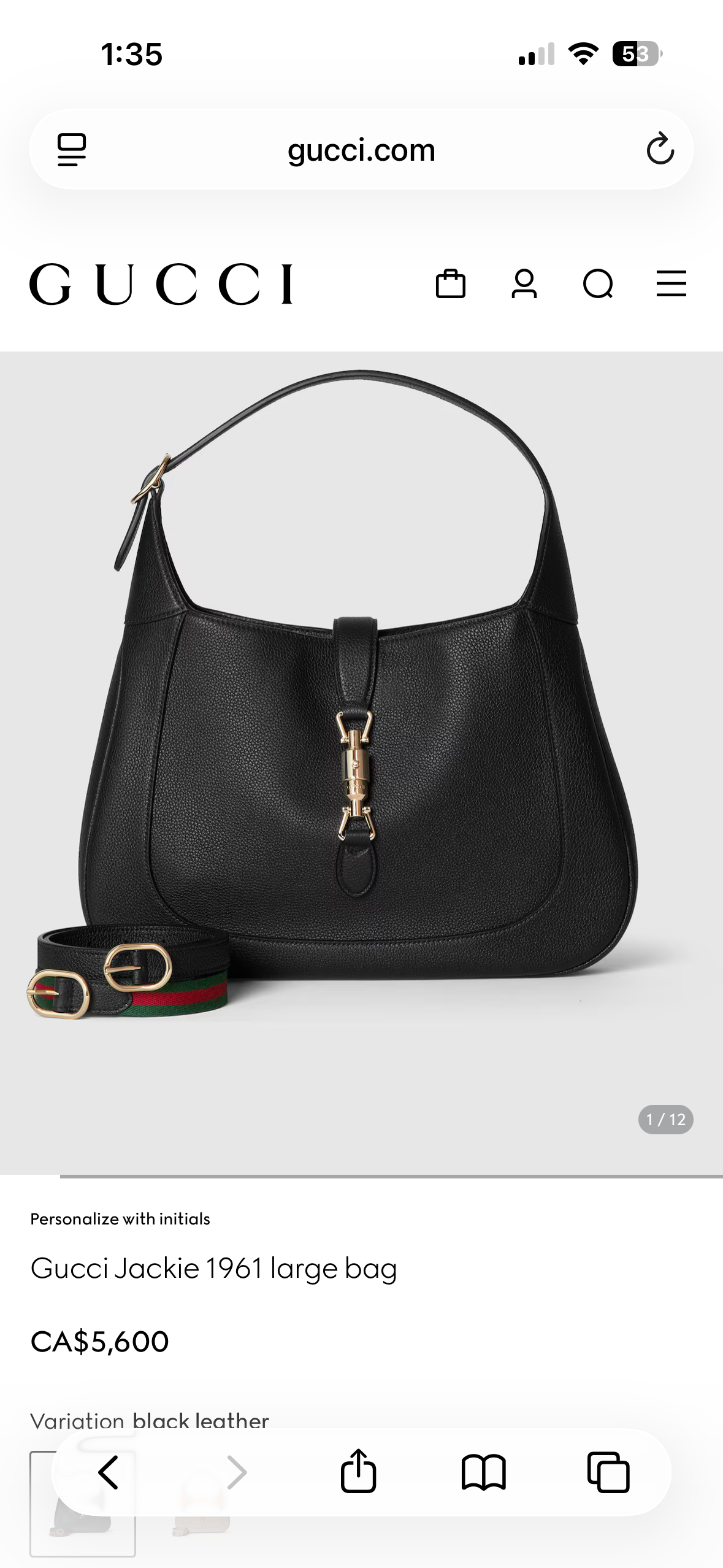Authentic Gucci Large Jackie black leather shoulder crossbody bag with extendable original strap! Retail $6000!
