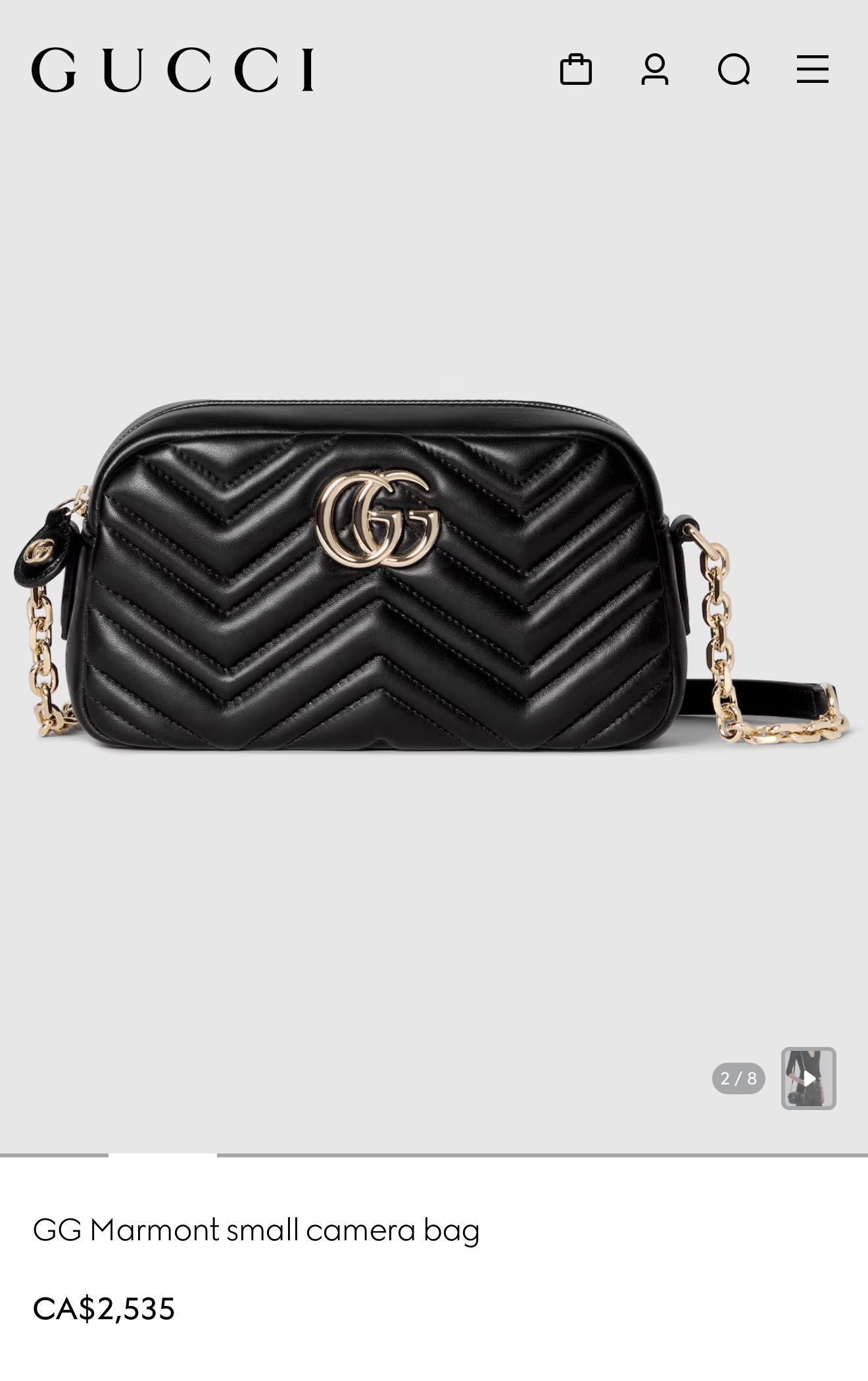 Authentic Gucci Marmont Camera quilted medium adjustable strap crossbody ! Retail is over $3000 with tax