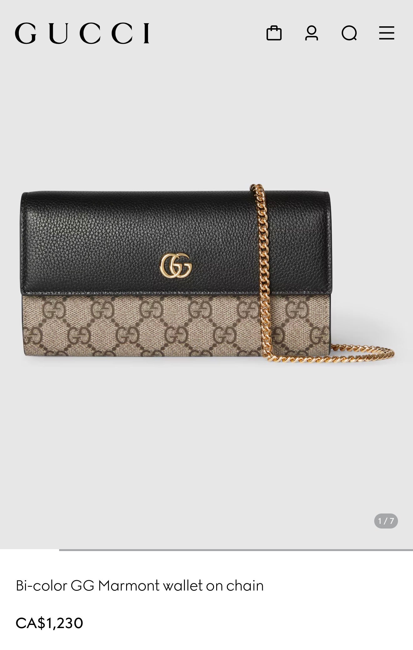 Authentic Gucci Marmont Supreme flap xl wallet with added removeable chain! Fits phones cards cash coins etc in box ! $1210+ tax retail