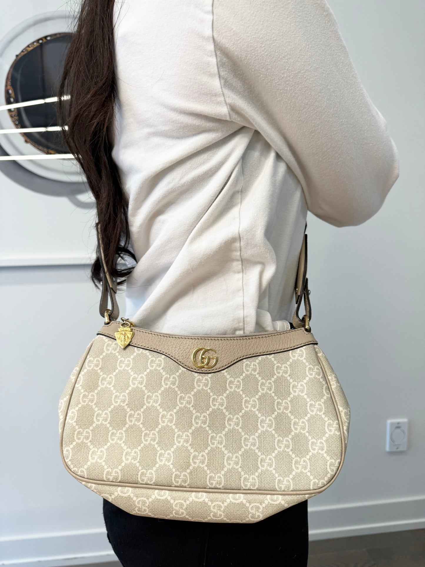 Authentic Gucci Marmont zipper top pochette with original adjustable GUCCI Ophidia crossbody shoulder strap! Retail over $2500! Like new inside and out !