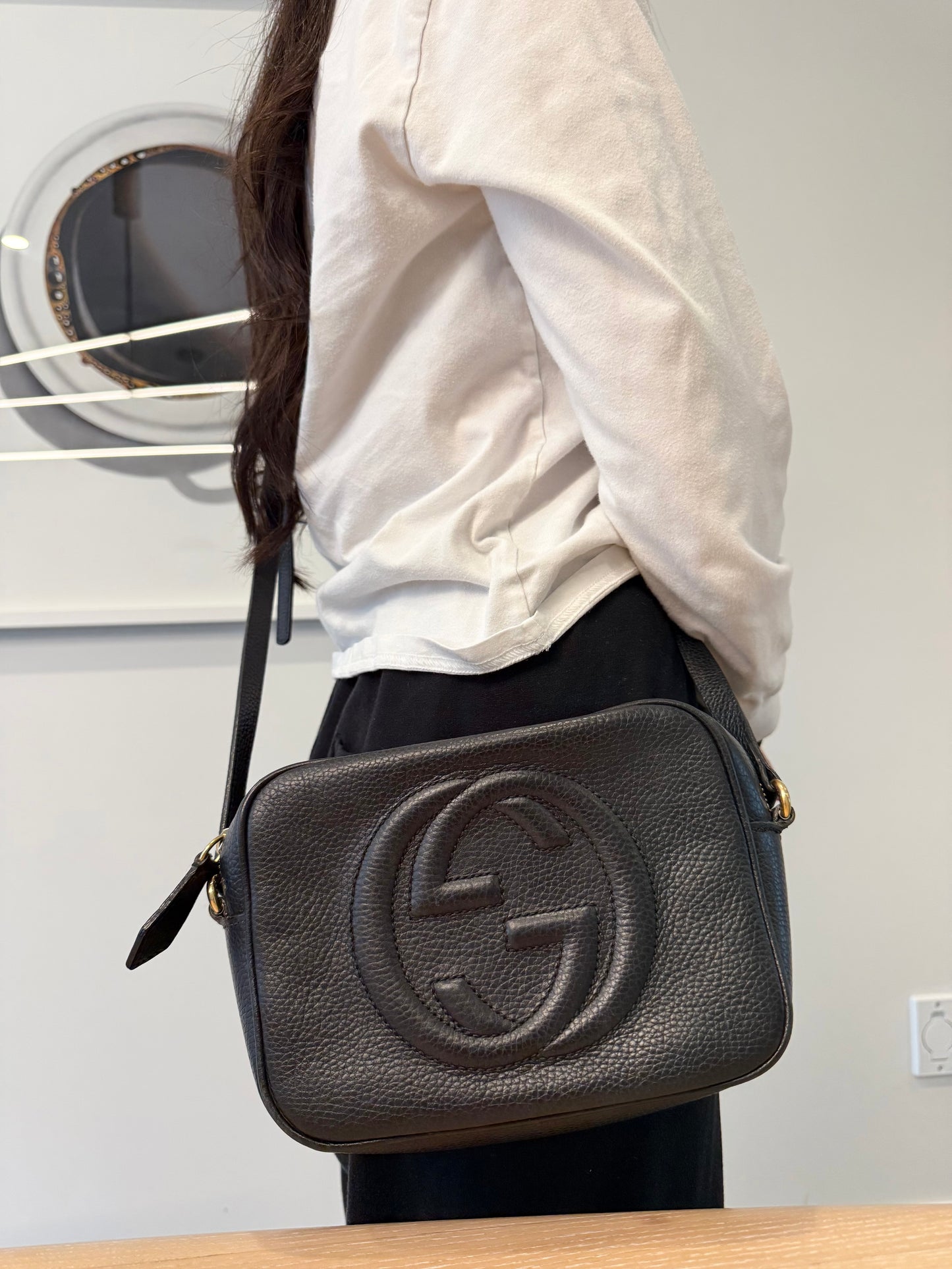 Authentic Gucci disco with adjustable strap in unbelievable preloved condition retail $2500
