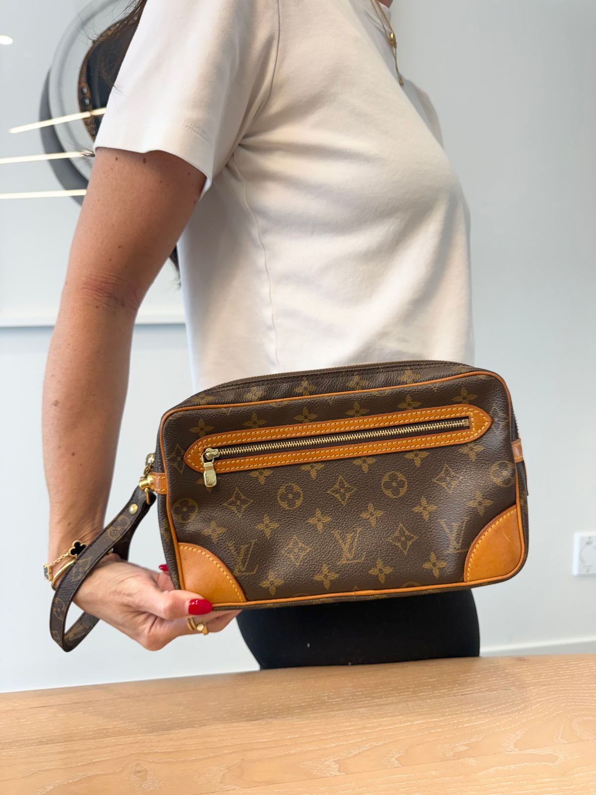 Authentic Louis Vuitton Monogram Marly Bandolier original lv wristlet gorgeous condition! Fits phones wallets keys etc
