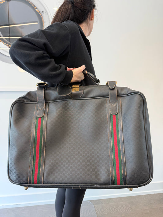 Authentic Gucci Ophidia Black Trunk heavy duty Suitcase with Gucci straps inside the perfect suitcase ! unisex and great preloved condition