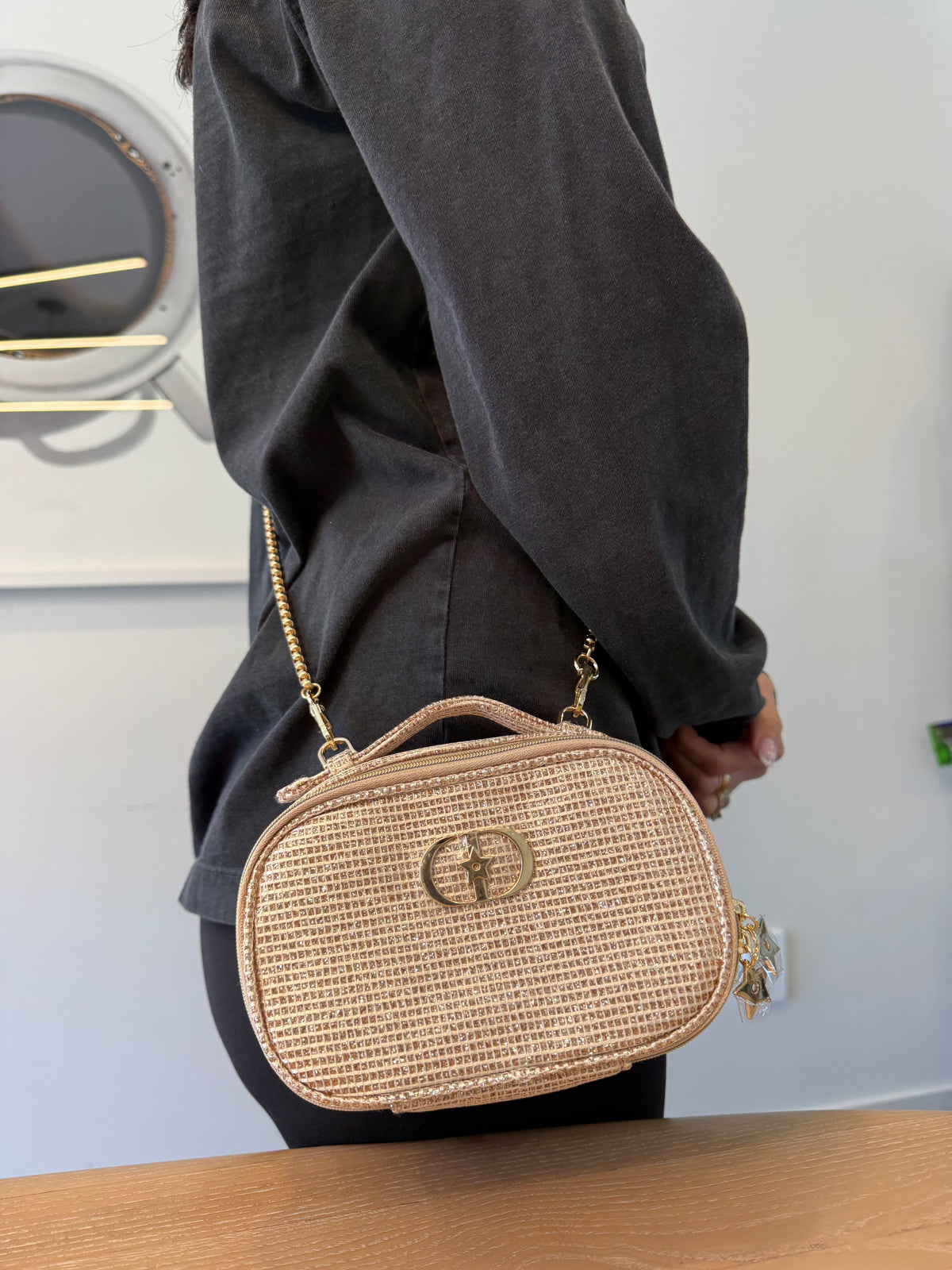 Authentic Dior brand new beauty top handle vanity crossbody bag with removeable strap fits phones makeup etc