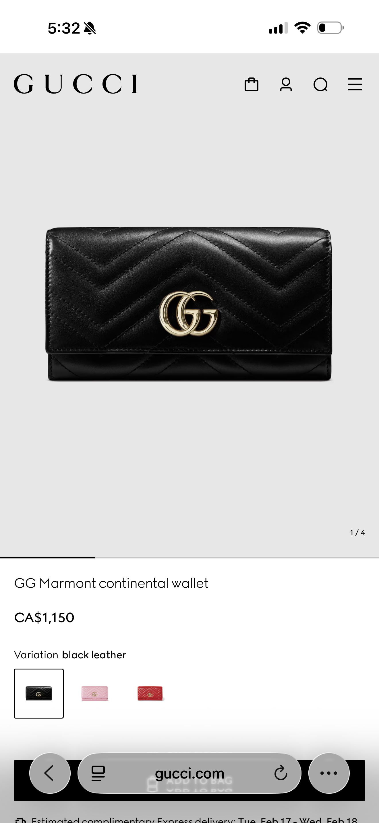 Retail $1150! Like new Gucci Marmont flap xl wallet with added strap in chevron ! Strap is removeable ! Fits phones cards cash coins etc