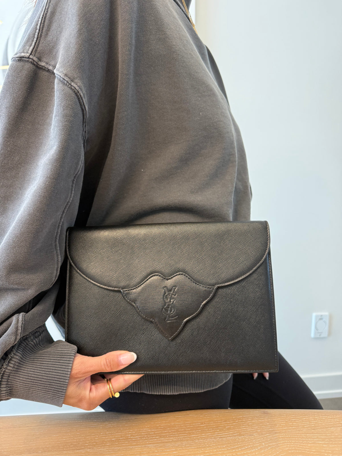 Authentic Yves Saint Laurent “ysl” crossbody clutch with added removeable strap . Gorgeous condition