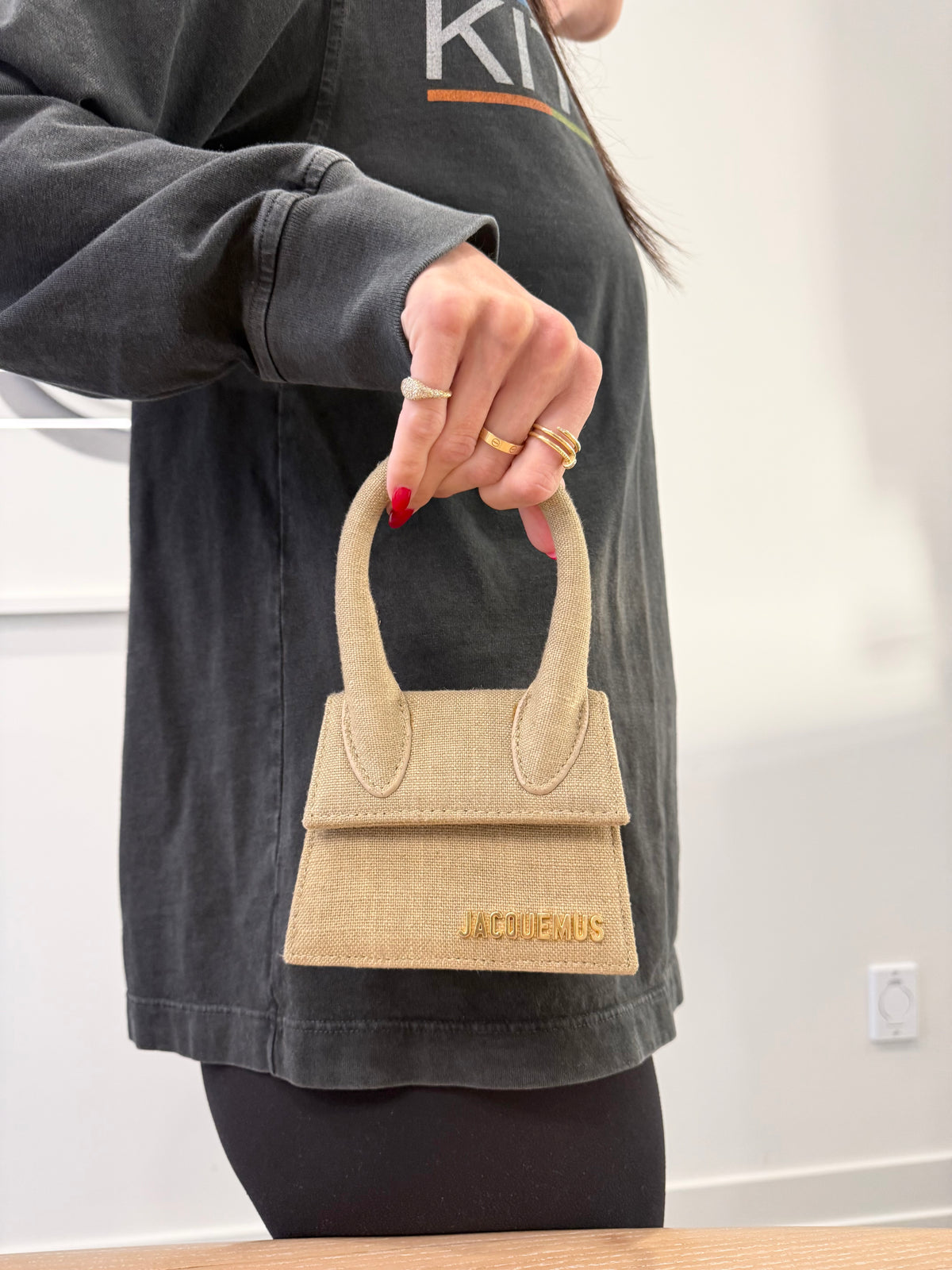 Authentic Jacquemus Le Chiquito leather mini bag in tan in dustbag with removeable original adjustable strap client paid $1600 plus tax fits cardholders and lipstick , keys . Perfect evening bag