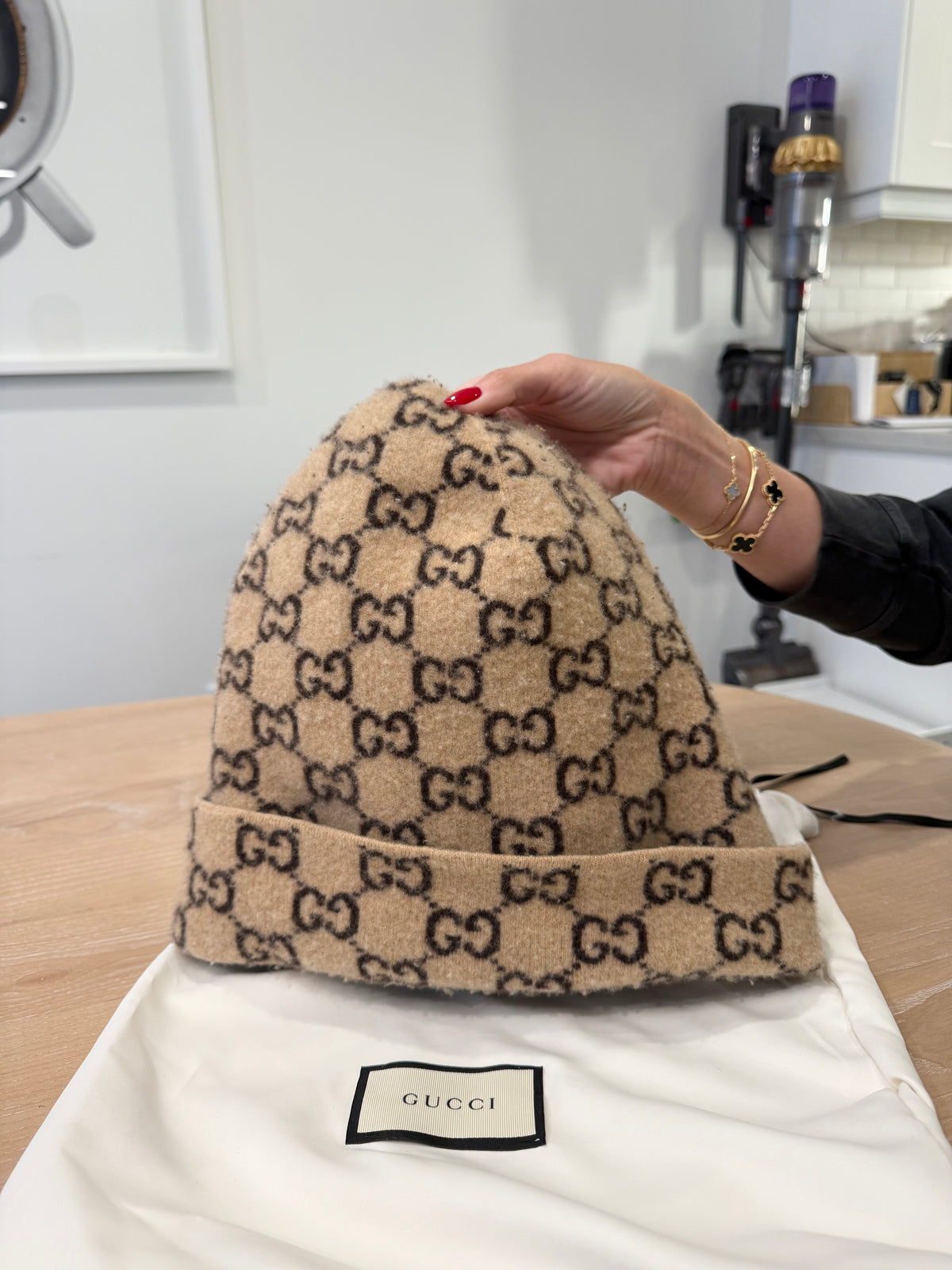 Authentic Gucci Cashmere Unisex Reversible fall winter hat client paid $835 plus tax and wore her 4 times like new !