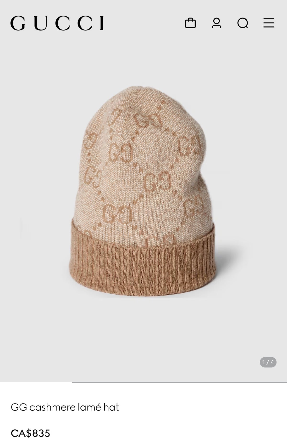 Authentic Gucci Cashmere Unisex Reversible fall winter hat client paid $835 plus tax and wore her 4 times like new !