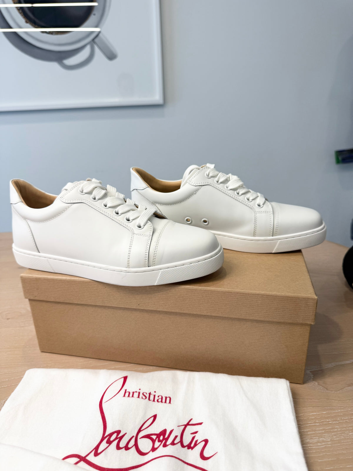 Authentic Christian Louboutin Louis junior women’s size 38 sneakers . Red bottoms! In dustbags and box ! Client paid $1400 plus tax worn 5 times like new!