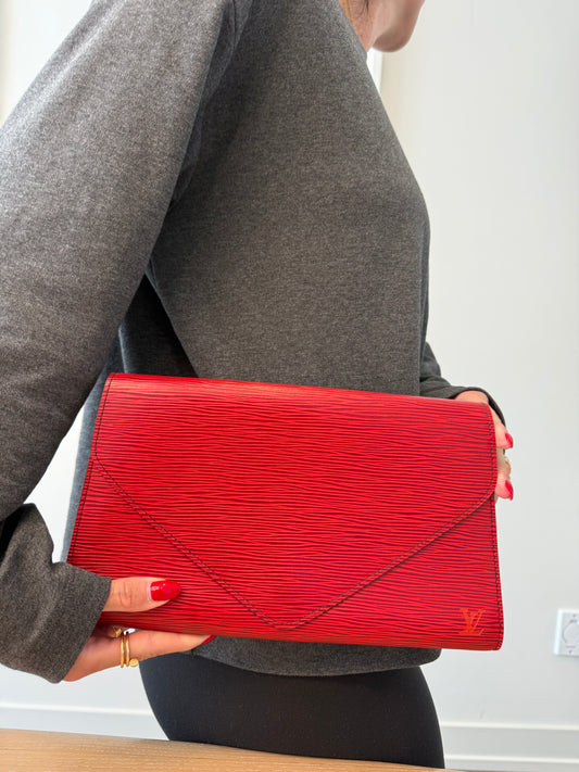 Authentic Louis Vuitton Epi red arts deco Gm in dustbag ! Gorgeous preloved condition