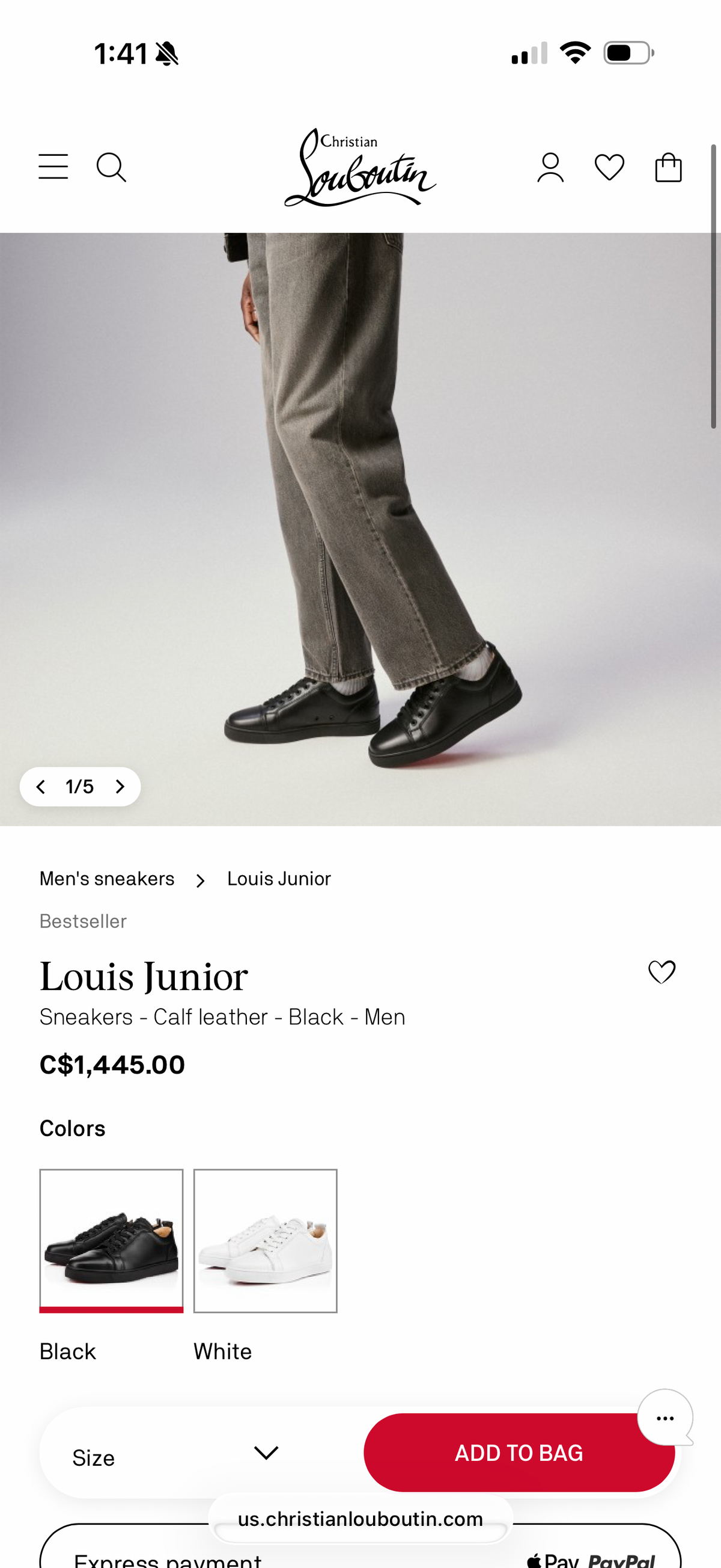 Authentic Christian Louboutin Louis junior women’s size 38 leather sneakers client paid $1500 plus tax worn 5 times in dustbags red bottoms !