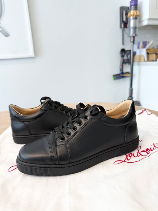 Authentic Christian Louboutin Louis junior women’s size 38 leather sneakers client paid $1500 plus tax worn 5 times in dustbags red bottoms !