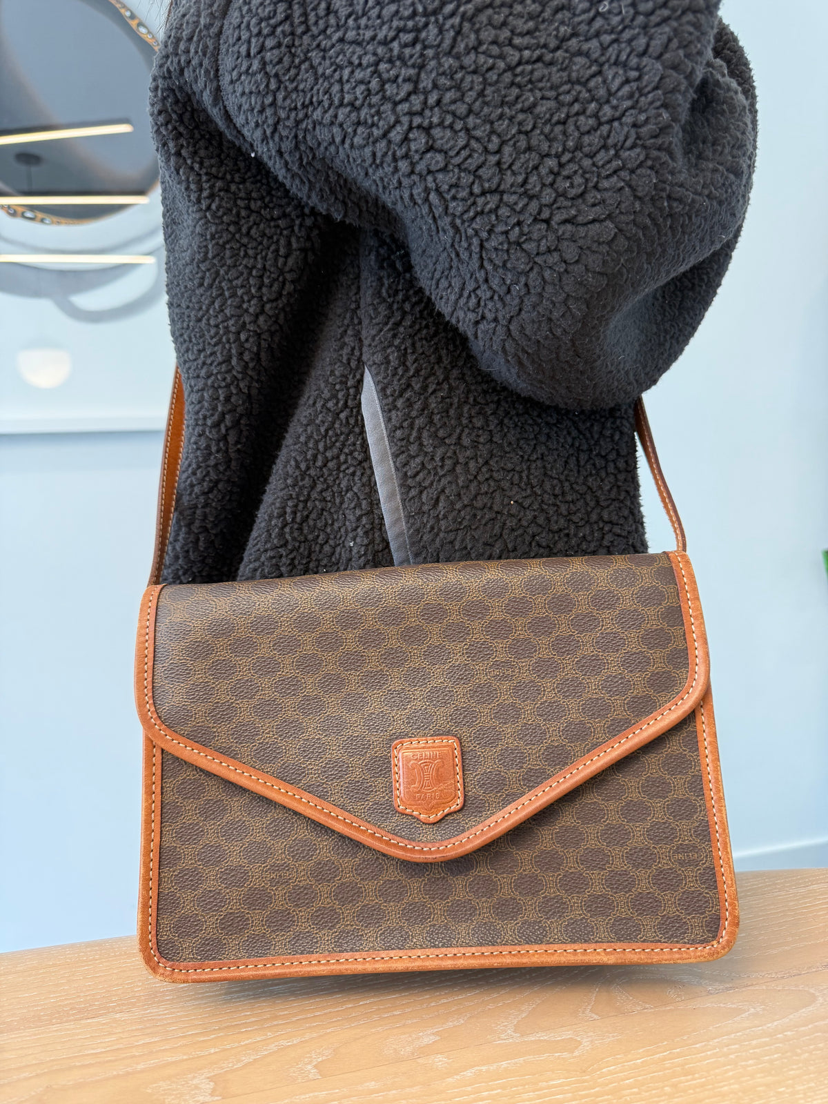 Authentic Celine macadam envelop crossbody bag in gorgeous condition inside and out !! Phones wallets keys makeup etc fit