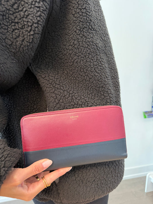 Authentic Celine two tone large zip around wallet with dustbag and box literally used twice ! Client paid over $1200!!