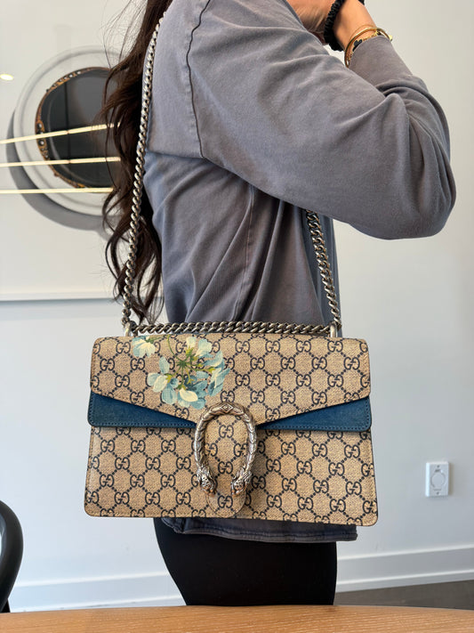 Authentic Gucci Bloom Medium Dionysus heavy duty Classic Flap Shoulder bag thick chain! Retail $4300 new ! $2200 usd used! Fits phones wallets keys makeup etc