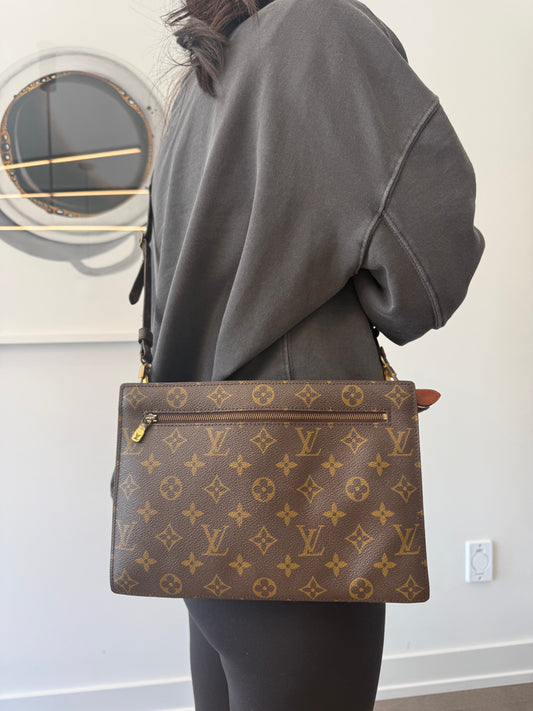 Authentic Louis Vuitton Monogram Enghien 2 Way Crossbody Double Pocket Bag fits phones wallets keys makeup etc