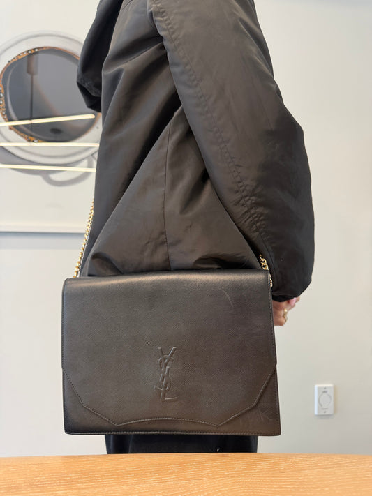 Authentic Yves Saint Laurent Magnetic Closure Crossbody Clutch with added removeable strap in dustbag ! Fits phones keys makeup etc