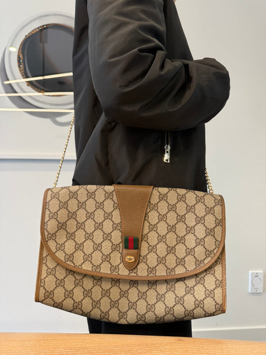 Authentic Gucci Supreme Ophidia Flap Crossbody Clutch with added removeable strap fits all phones keys makeup etc