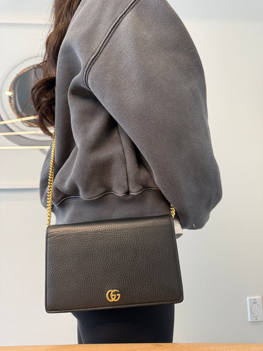 Authentic Gucci Marmont Flap WOC mirror inside original chain fits cards phones coins makeup etc